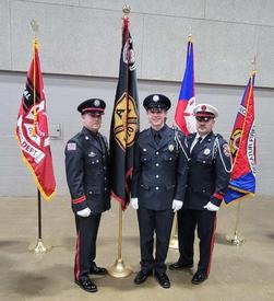 FF Naim Herrera, FF Jacob Rainey, and Lt. Mike Myers (left to right)